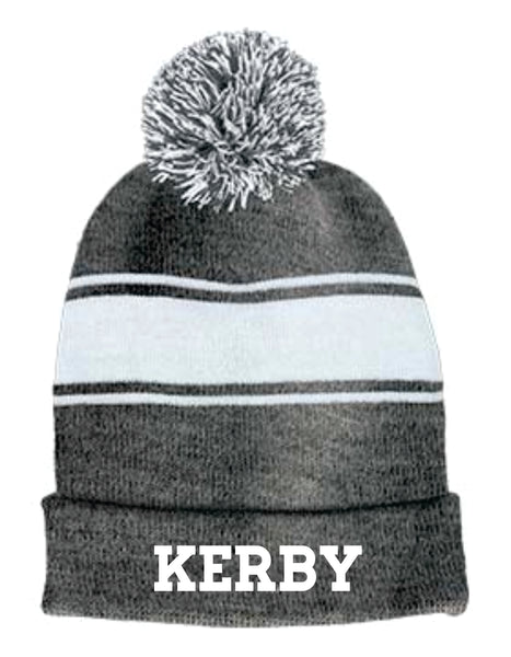 Kerby Elementary School Pom Pom Striped Beanie