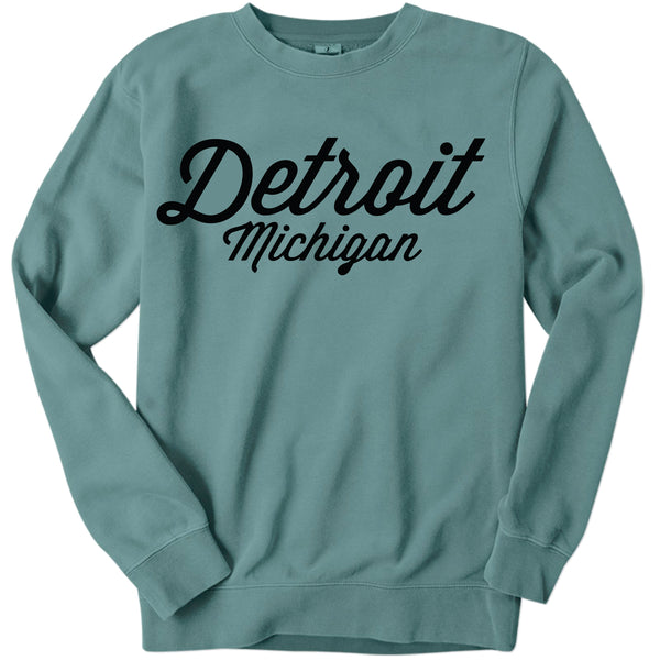 DSA Detroit Script Pigment Dyed Crewneck Sweatshirt